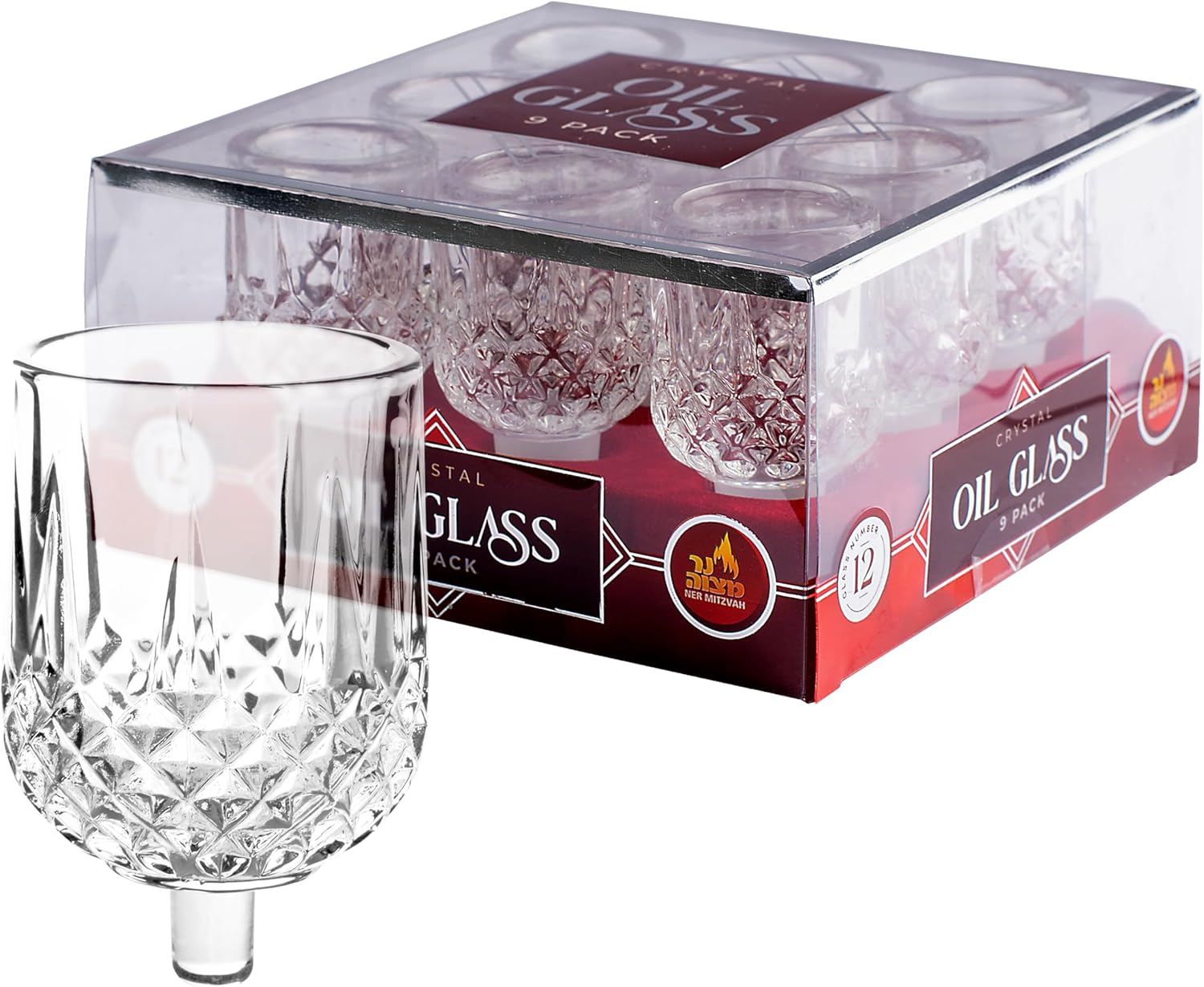 Hanukkah Menorah Oil Cups – Crystal Elegant Holders for Chanukah Menorah Oil or Shabbos Oil Candles – Durable Quality, Long-Lasting