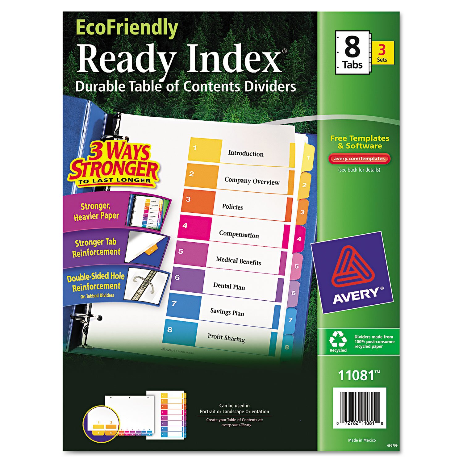 AVE11081 - Customizable TOC Ready Index Multicolor Dividers