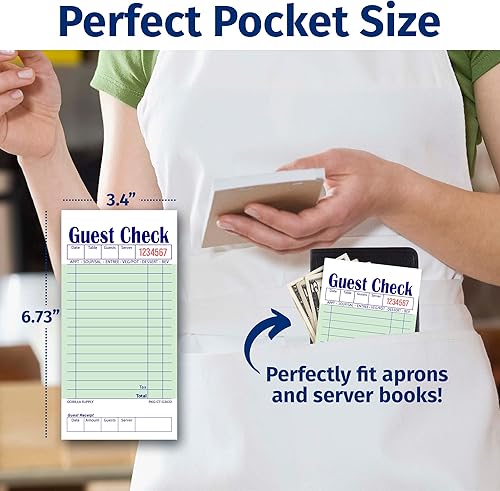 Miniatura 10 de 8000 Gorilla Supply - Libro de cheques de invitados de 3.4 x 5.04 pulgadas, bloc de notas de servidor para camarero y camarera, cheques perforados