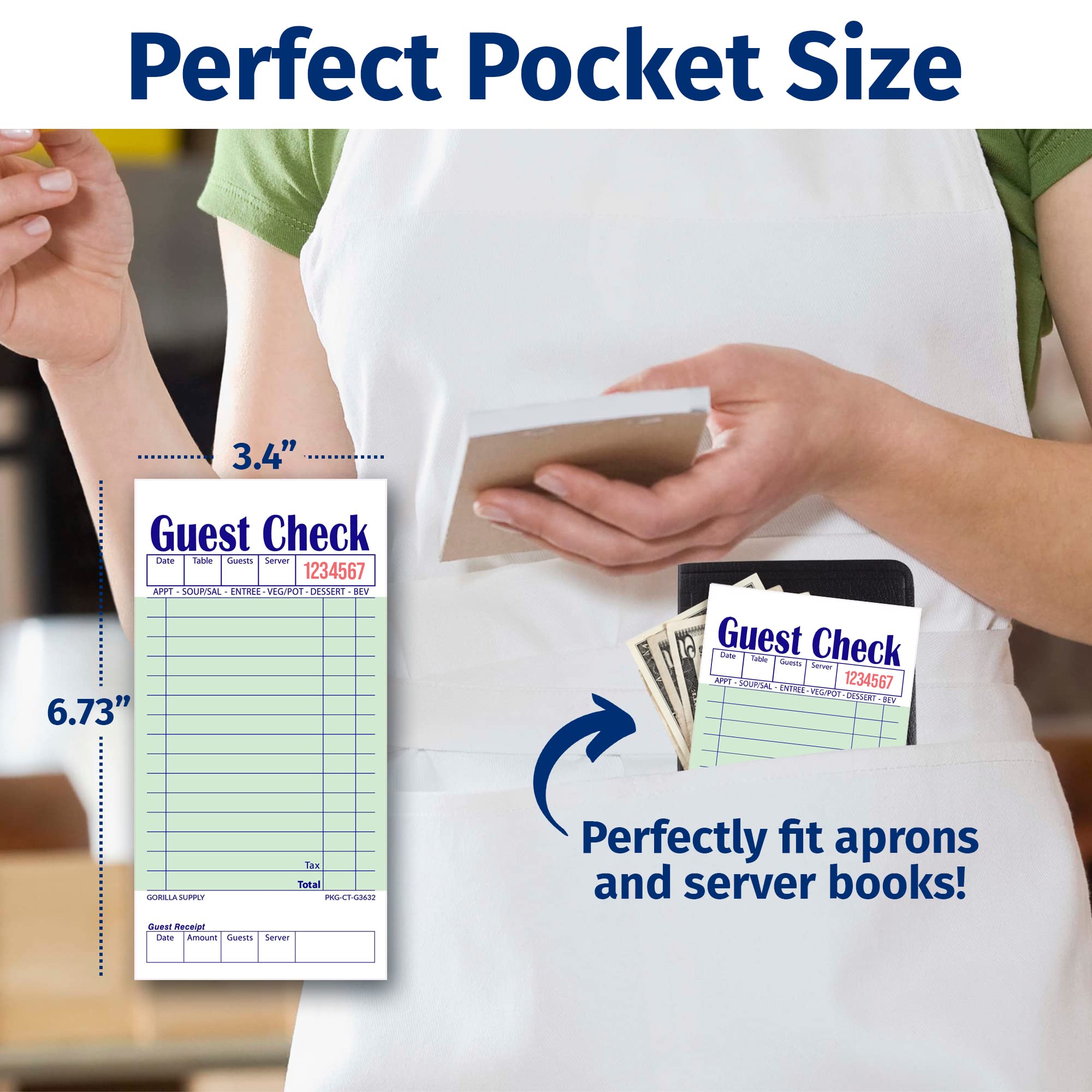 Snapklik.com : 500 Gorilla Supply Guest Check Book 3.4" X 6.73" Server ...