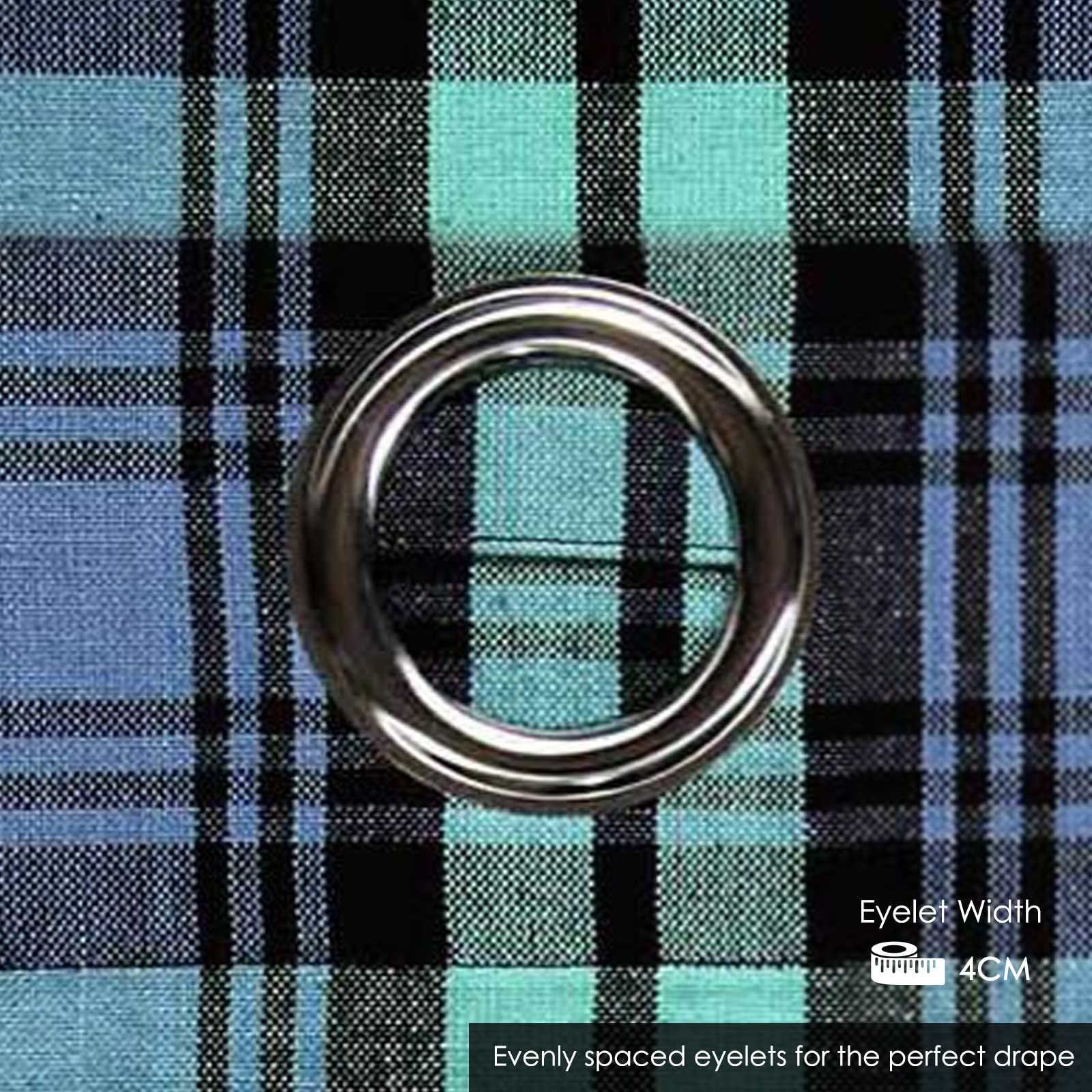 HOMESCAPES – Paire de Rideaux à œillets Bleu Tartan – Blackwatch 137 x 182 cm