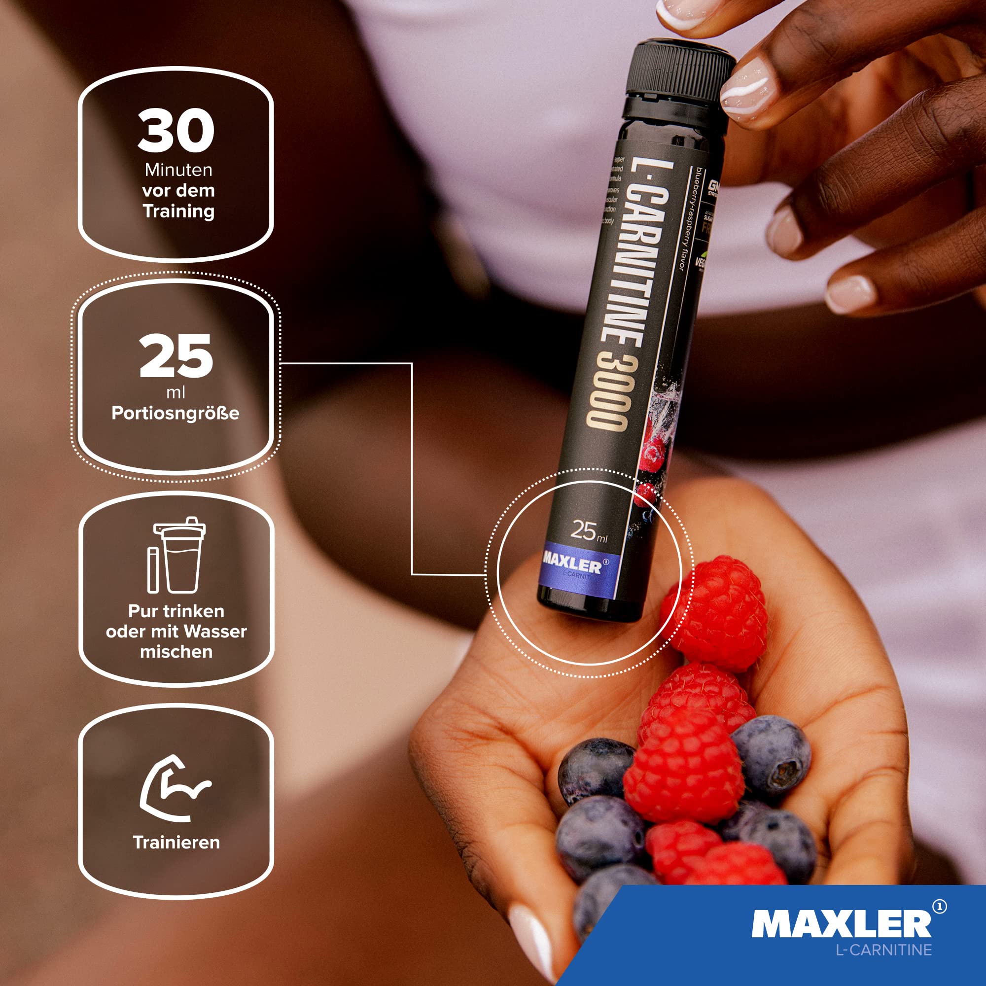 Maxler L-Carnitine 3000 - Albaricoque-Mango - 14x25ml - L Carnitina Líquida en dosis altas - Suplemento nutricional vegano - 3000 mg de ingredientes activos por porción - 14 porciones (Paquete de 4)