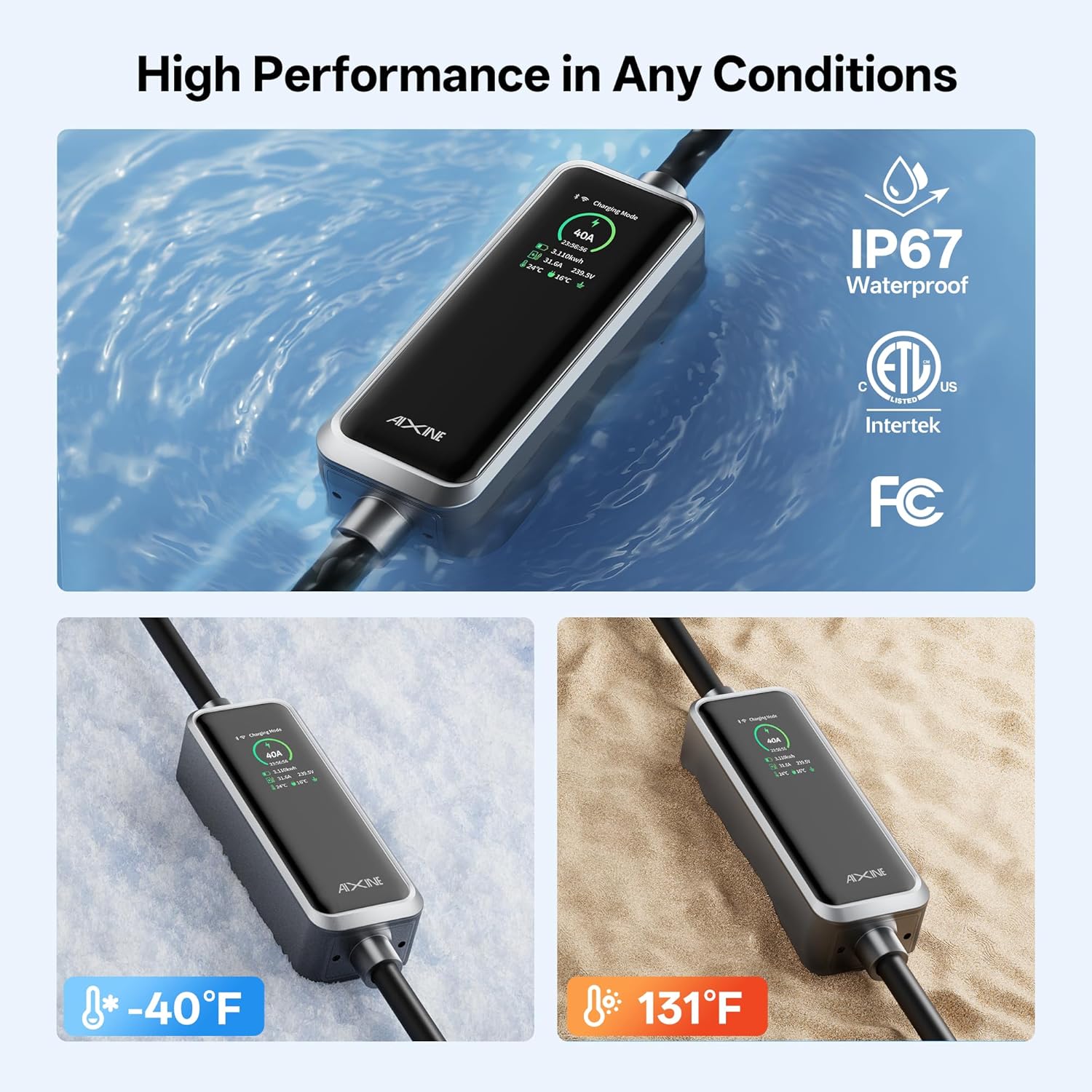 Level 2 EV Charger,Tesla EV Charger NACS 40A with 25FT Extension Cord Cable,Enhanced WiFi Smart App,240V NEMA 14-50 Plug Compatible with All Tesla Models X/Y/3/S,UL,ETL,FCC Certified
