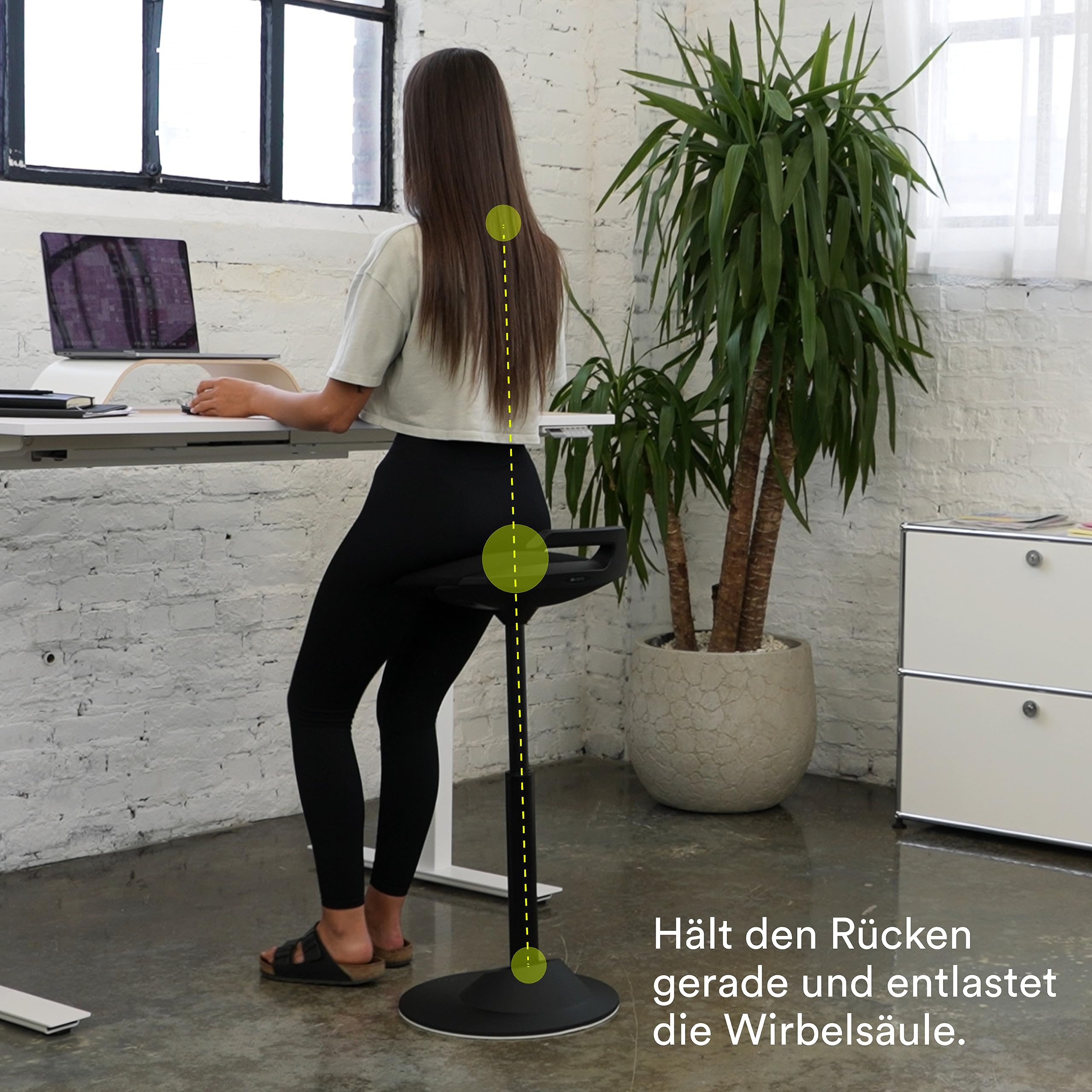 aeris Muvman Stehhocker – ergonomische Stehhilfe – Stehsitz für gesundes und aktives Sitzen und Stehen – Stehstuhl höhenverstellbar mit 51 bis 84 cm Sitzhöhe