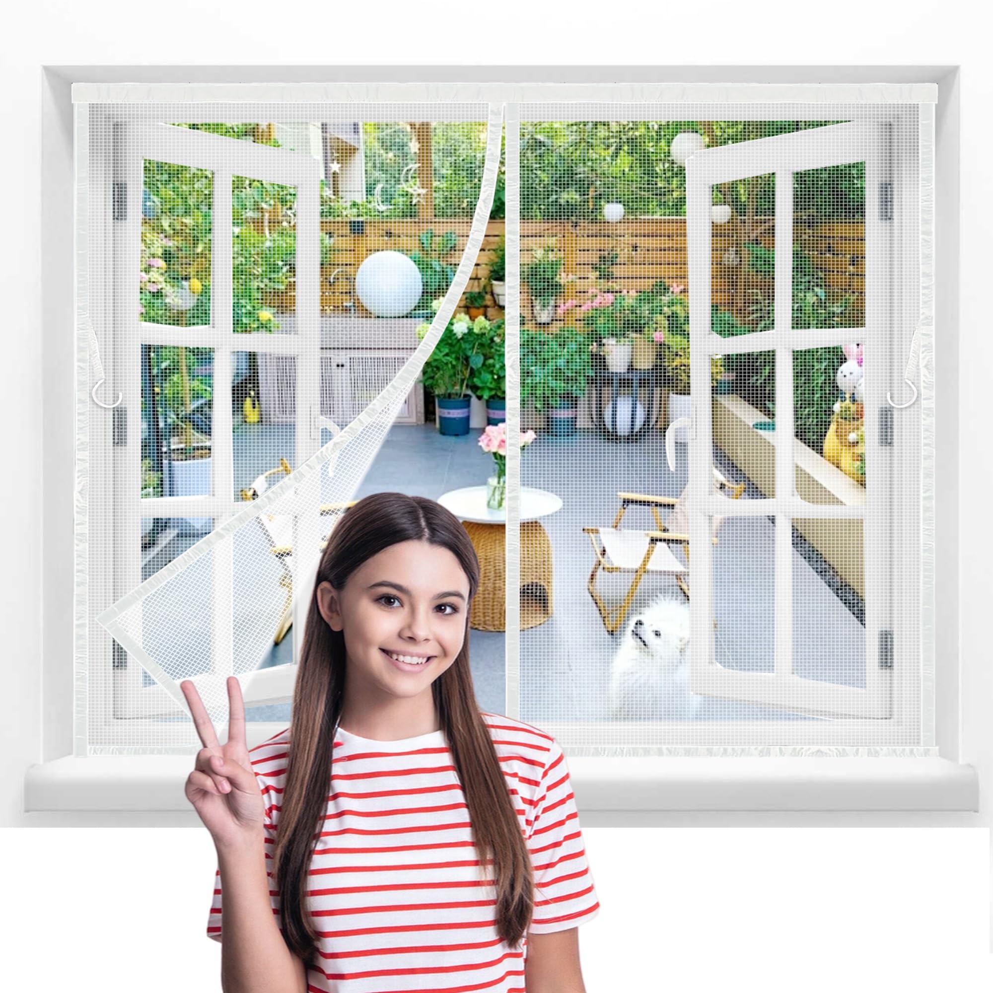 Moustiquaire magnétique fenêtre 156x277cm rideau anti insecte sans perçage