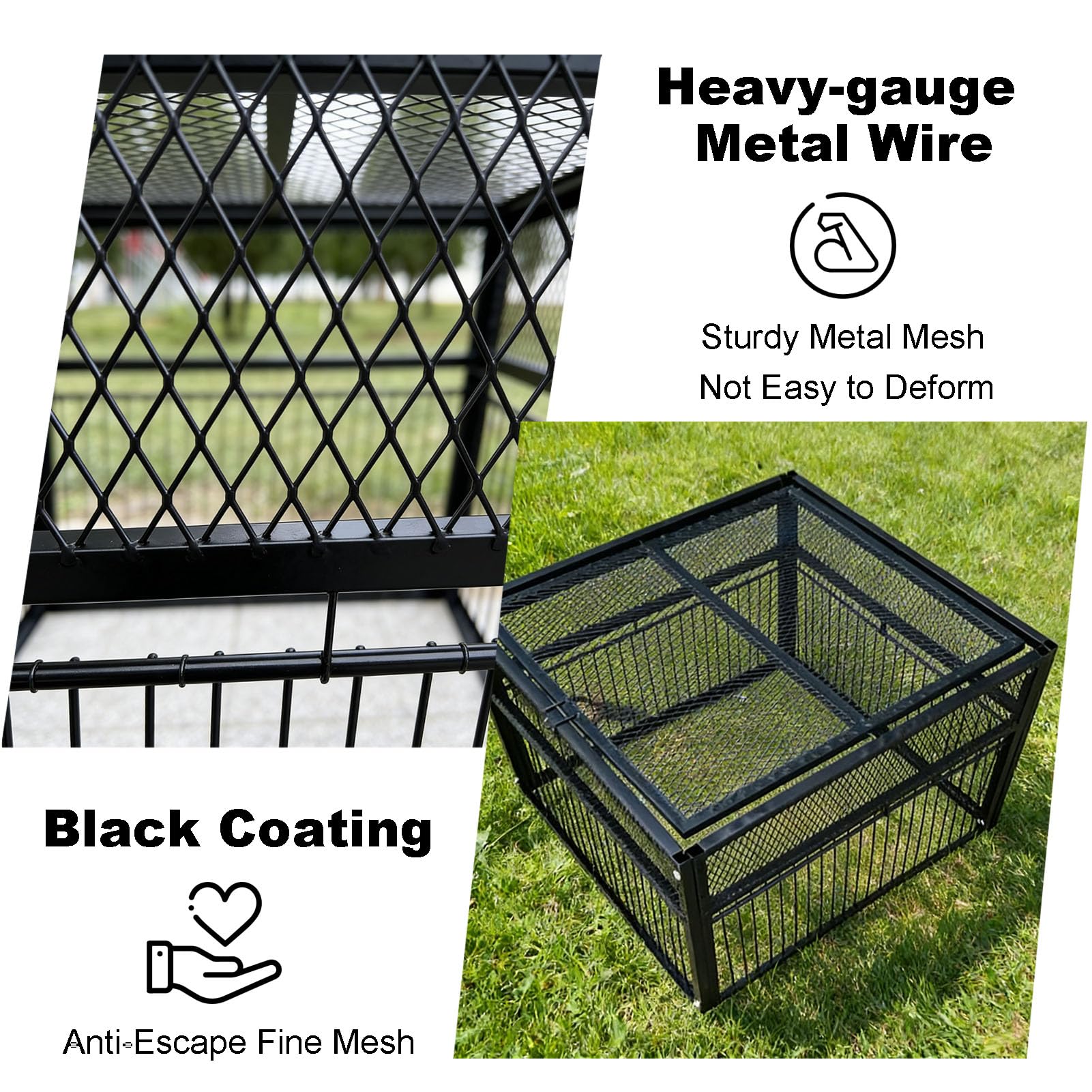 Piège à Pigeon, Pigeon Trap avec entrée Unique Porte en U, Cage à Oiseaux en métal pour Extérieur Jardin (Size:56x52x40cm,Color:Noir)