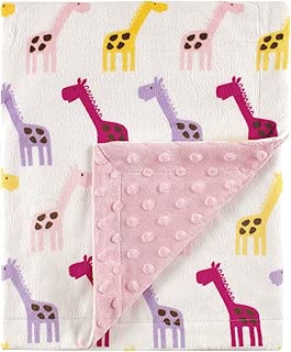 Hudson Baby Unisex Baby Plush Mink Blanket with Dotted Mink Back, Pink Giraffe, 30x40 inches - coolthings.us