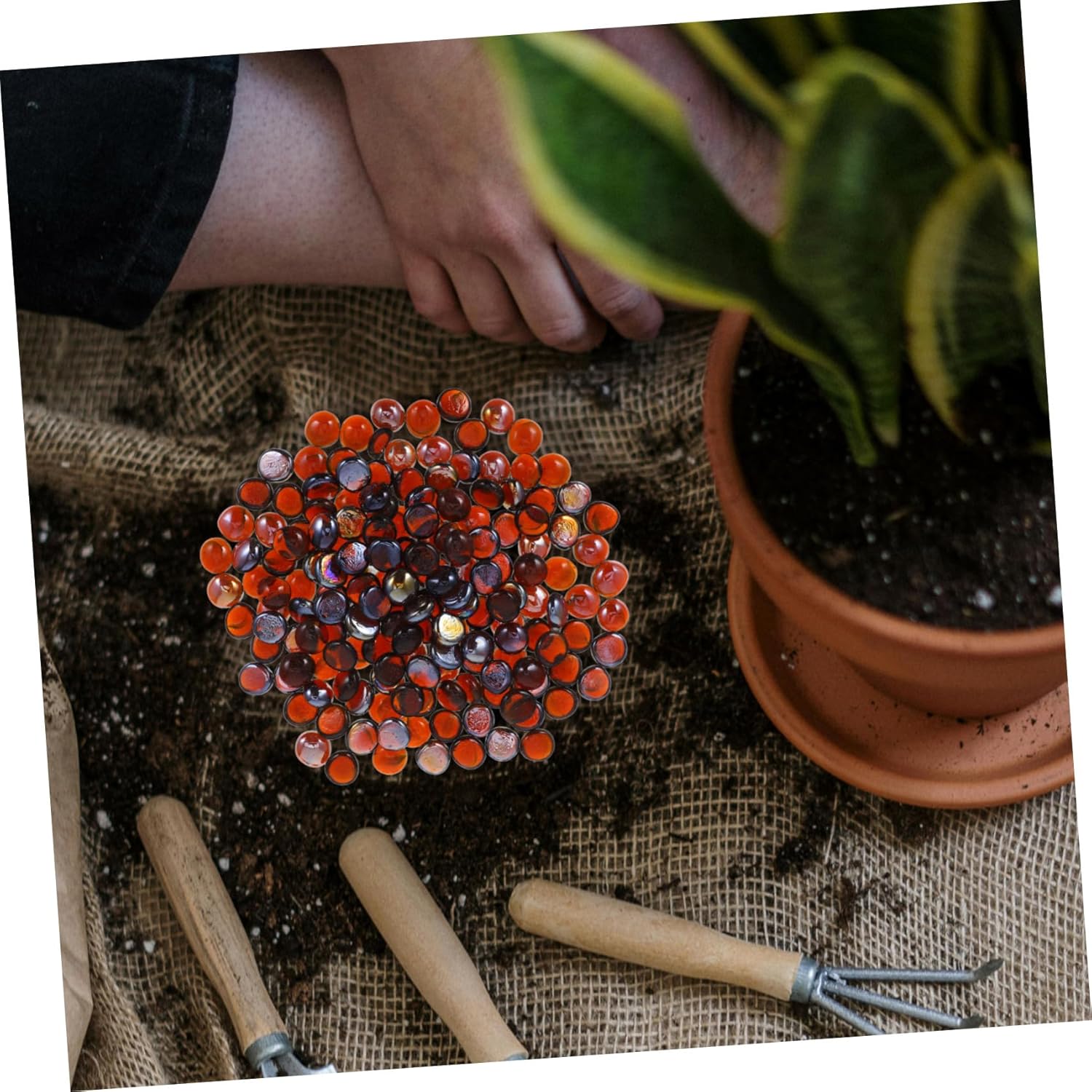1bag Multi-use Fire Pit Glass Beads Polished Decorative Stones for Fireplaces Aquariums and Crafts Bag Brown