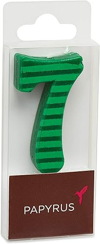 Miniatura 7 de Papyrus Paquete de velas de cumpleaños con números, rayas verdes (10 unidades)