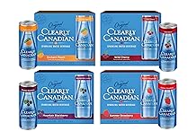 Clearly Canadian Original Can Variety Sparkling Water, 24-Pack Regular & Zero Assorted Flavors & Variety Packs Refreshingly Pure and Naturally Flavored Carbonated Drink