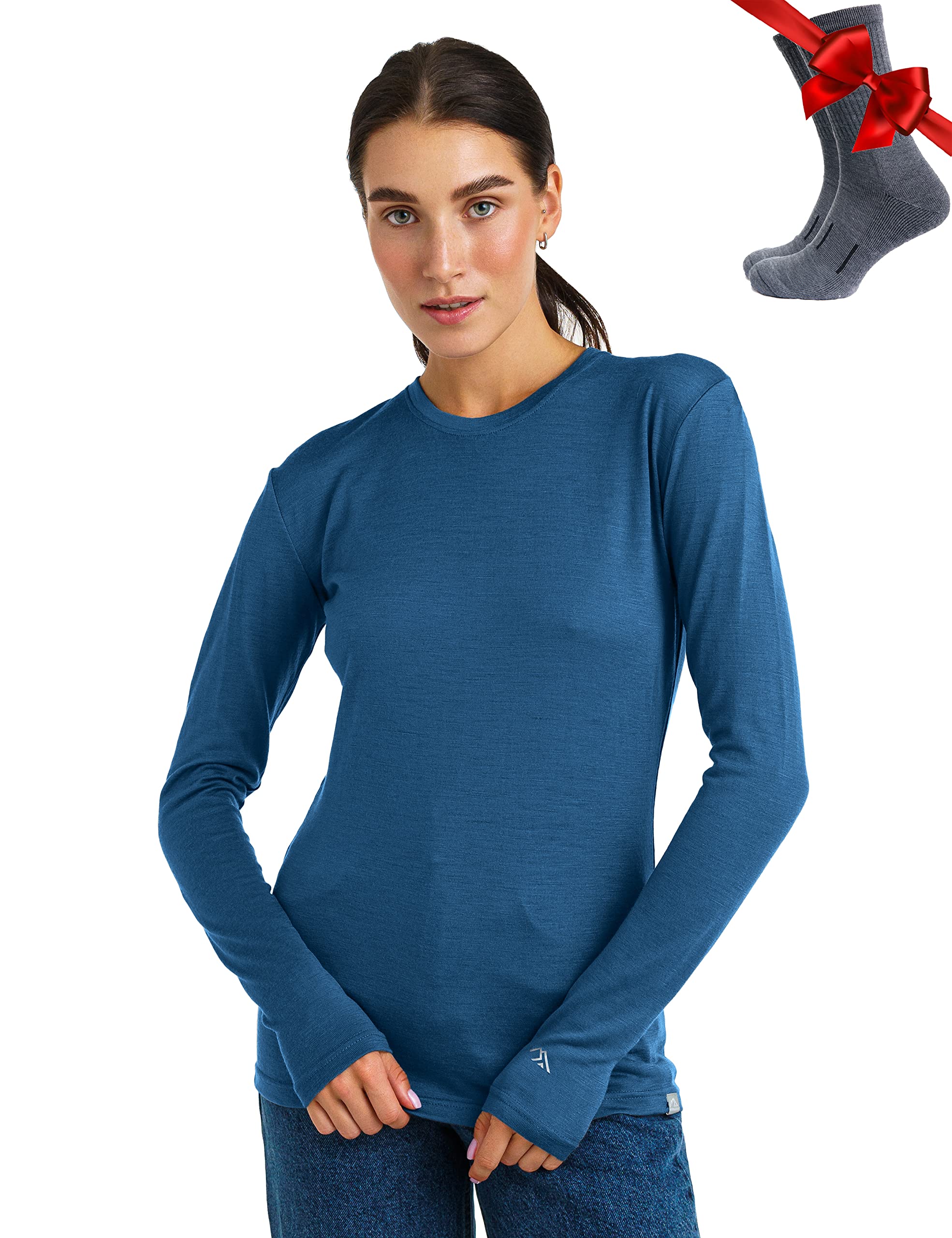 Merino.tech Maglia Termica Donna Lana Merinos - 100% Lana Merino Intimo Donna Leggero, Medio, Pesante con Calzini