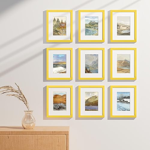 Vista 64 de Vittanly - Juego de 9 portarretratos, plexiglás resistente a rupturas, exhibe fotos de 12 x 12 pulgadas o, con paspartú, de 8 x 8 pulgadas, marcos