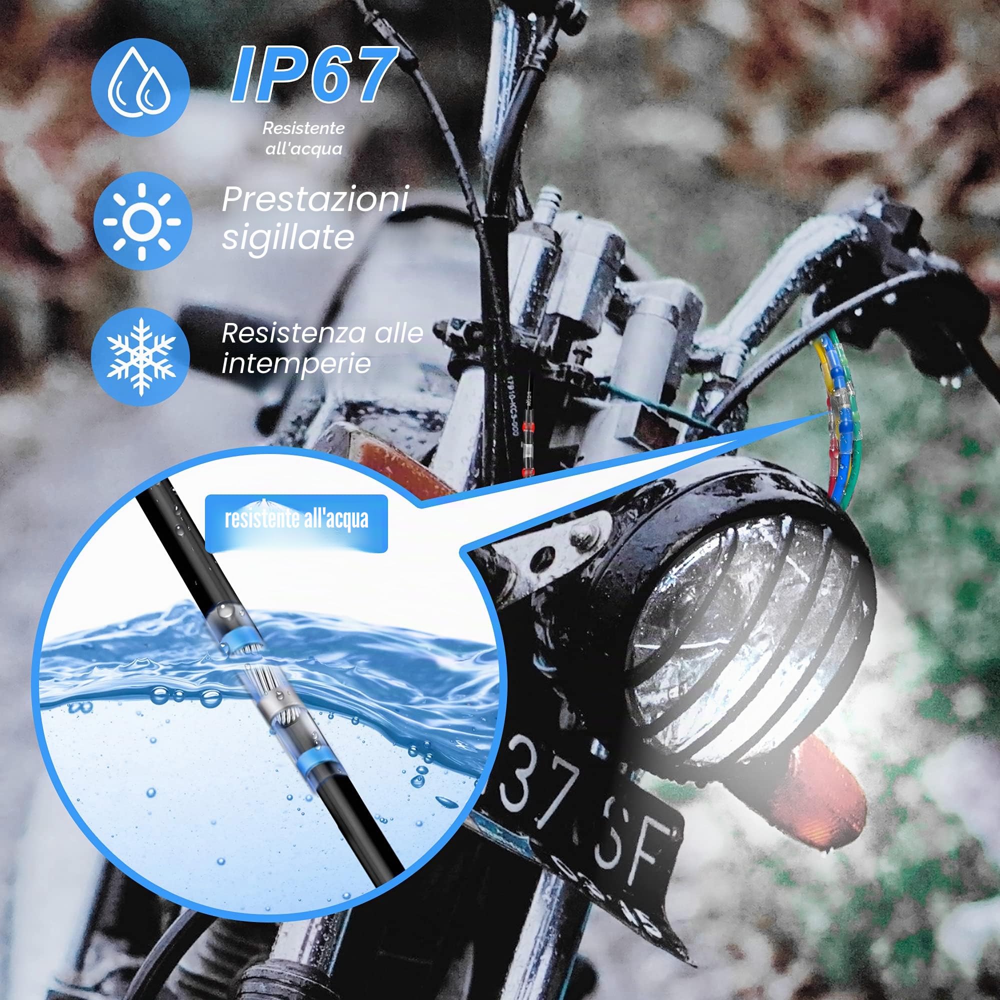 Kuject 200 Pezzi Connettori Elettrici, Guaine Termorestringenti Saldanti Impermeabile, Isolato Terminali elettrici di giunzione di testa per camion di barche automobilistiche marine