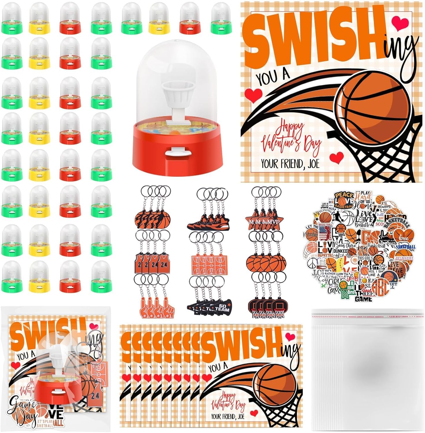 36 Set Basketball Party Favor Mini Finger Basketball Games Basketball Accessories Stickers and Gift Bags Sport Fans Team Gift for Sport Basketball Team Lovers Players Gifts Sport Accessories