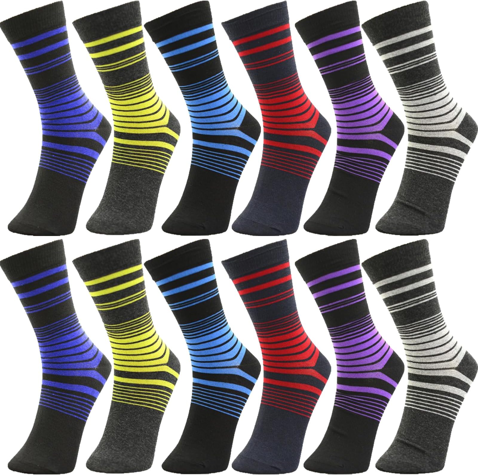 Mens Men Cotton Dress Socks Fun Colorful Fashion Stretchable Classic Comfort Mid Calf Crew Socks 10-13