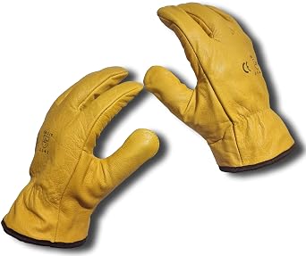 Fleece Lined Leather Work Gloves, Winter Thermal Cold Weather Medium 8