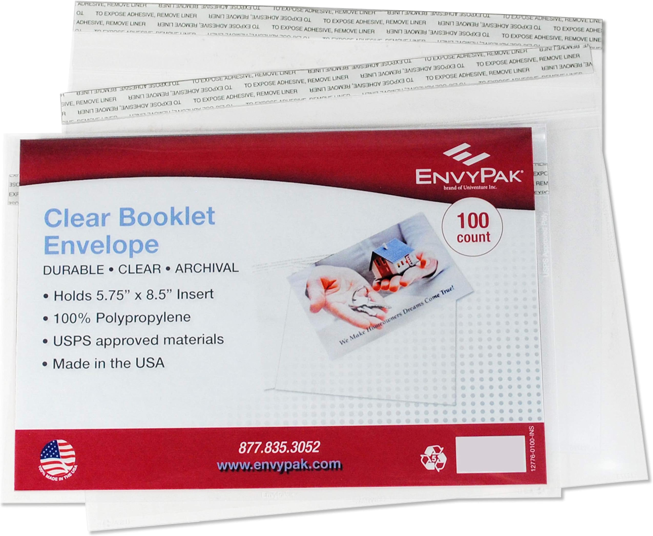 EnvyPak Clear Booklet/Catalog Envelope Permanent Peel