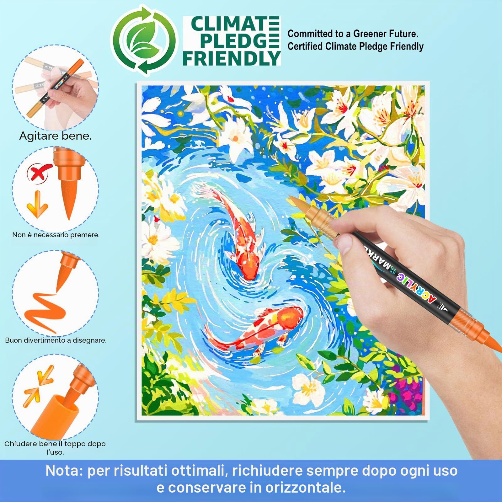 Lyuvie 220 Colorati Pennarelli Acrilici Set-110 Pezzi Marker Pennarelli Acrilici Doppia Punta Fine & Pennello per Dipingere Sassi Dipingere Sassi Tessuti Legno Vetro Carta Plastica