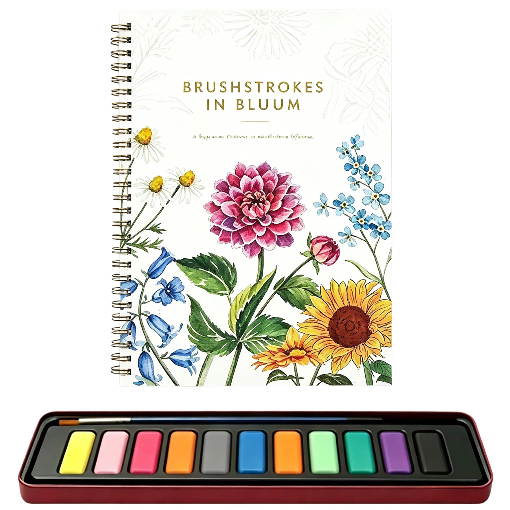 Watercolor Flower Painting Book、Water Colouring Book: A Step-by-Step Tutorial Guide for Beginners with Instructions, Practice Sheets, and Flower.It is a Serene and Creative Watercolor Album.