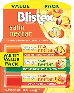 Satin Nectar Lip Balm, 0.15 oz, 3 Count, Lip Moisturizer Variety Pack, Moisturizes and Comforts Dry Lips, Refreshing Flavor Blend, Easy Glide Formula for Full Coverage, 1 Pack
