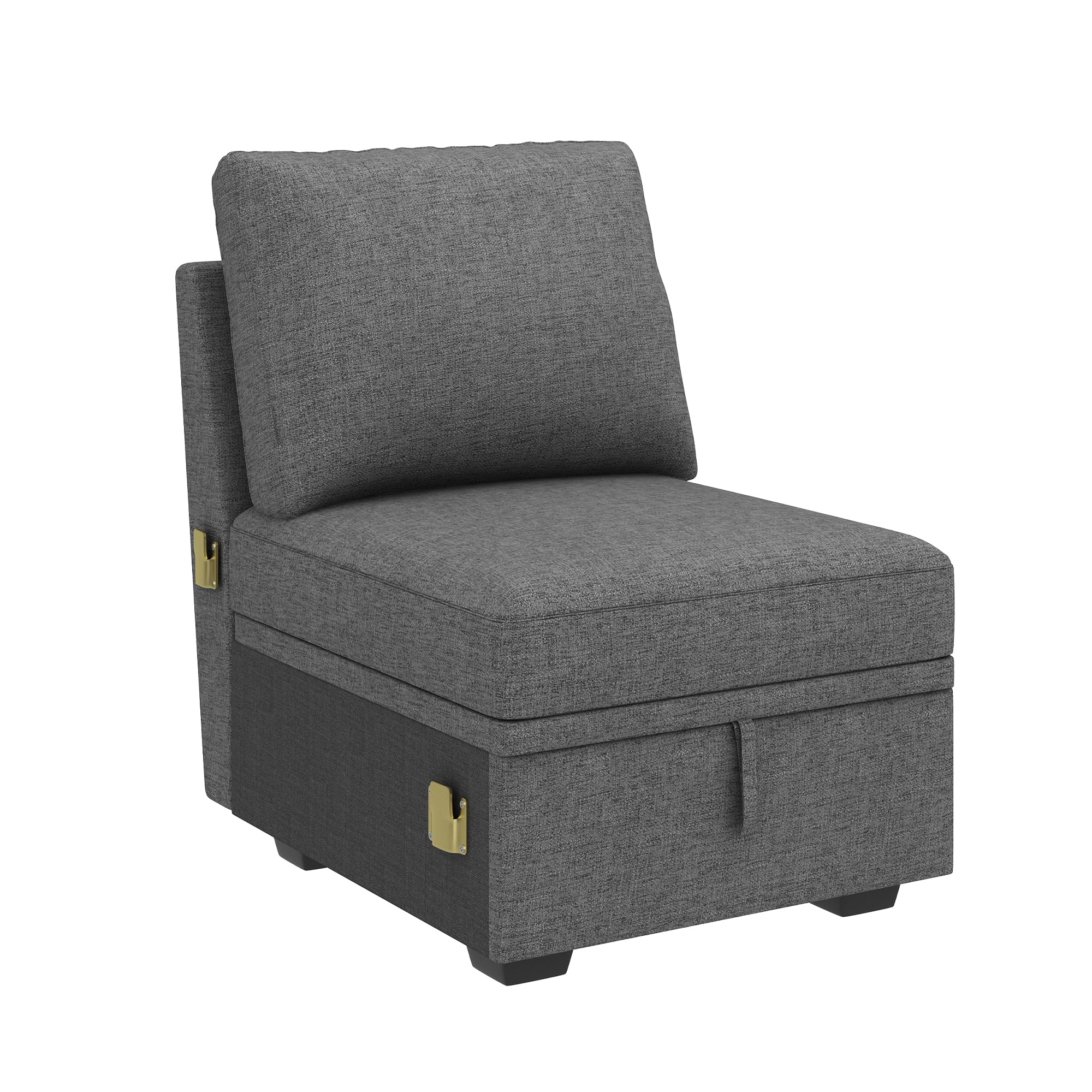 HONBAY Single Seat for Modular Sectional Sleeper Sofa with Pull Out Bed, Customizable Armless Chair for Sectional Couch, Dark Grey