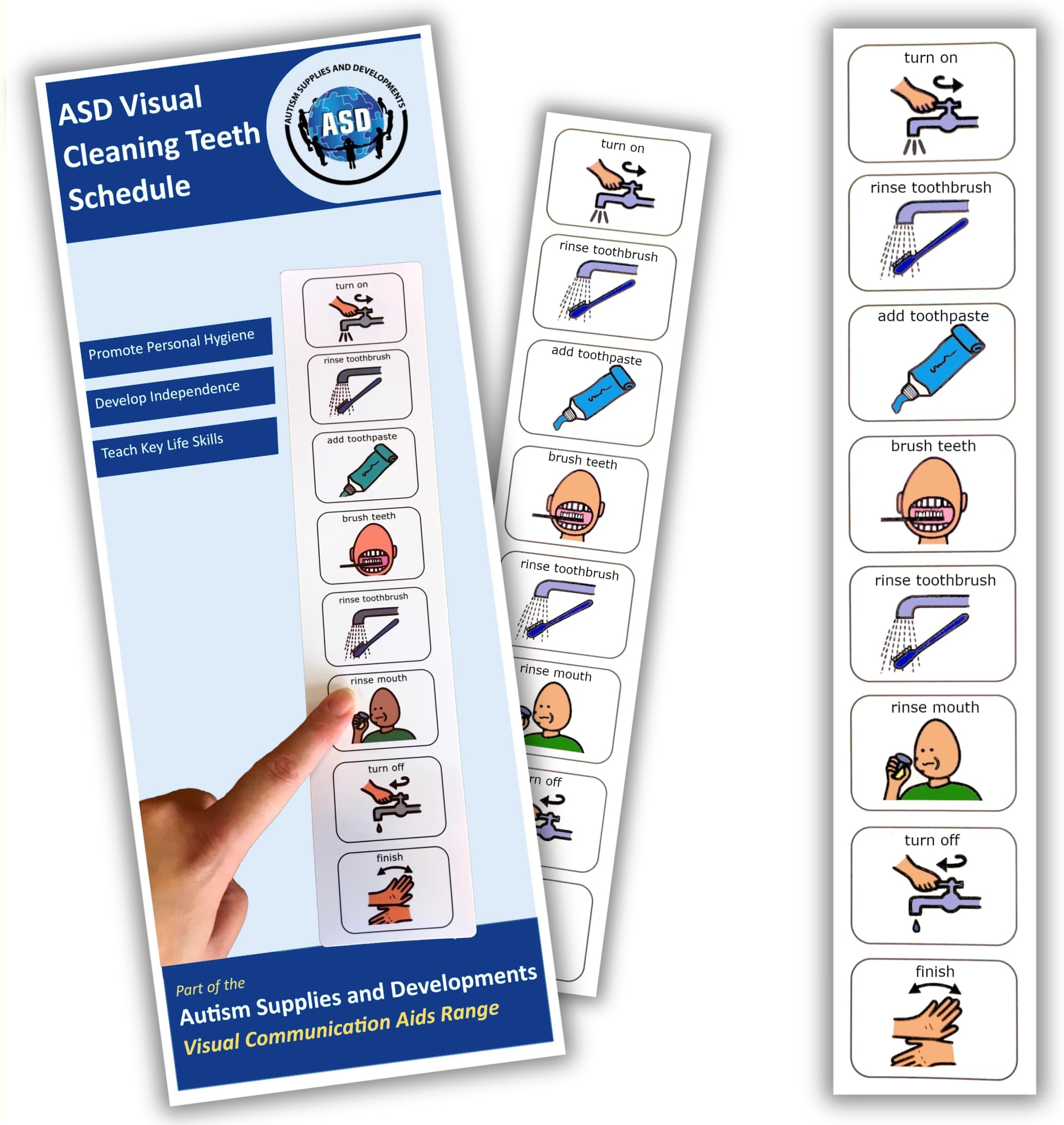 Autism Brushing Teeth Routine Chart –Visual Schedule for Kids -Premium Durable Plastic -Teach How to Brush Your Teeth –Autism Learning Materials –Bathroom Visual for Autism