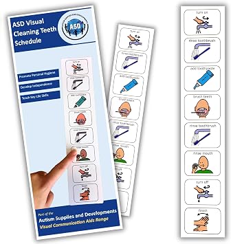 Autism Brushing Teeth Routine Chart Visual Schedule for Kids -Premium Durable Plastic -Teach How to Brush Your Teeth Autism Learning Materials Bathroom Visual for Autism