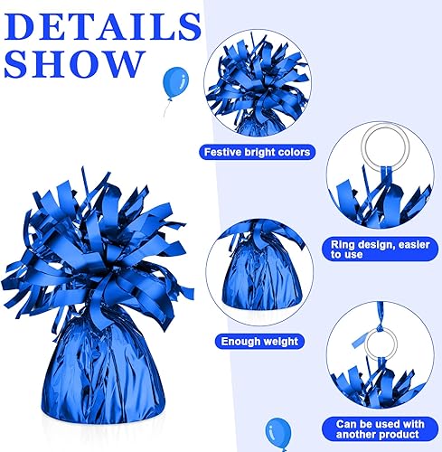 Miniatura 3 de Yunsailing 24 piezas de pesas metálicas para globos de helio, pesos de mesa pesados y 1 rollo de cinta prensada iridiscente para cumpleaños, boda,