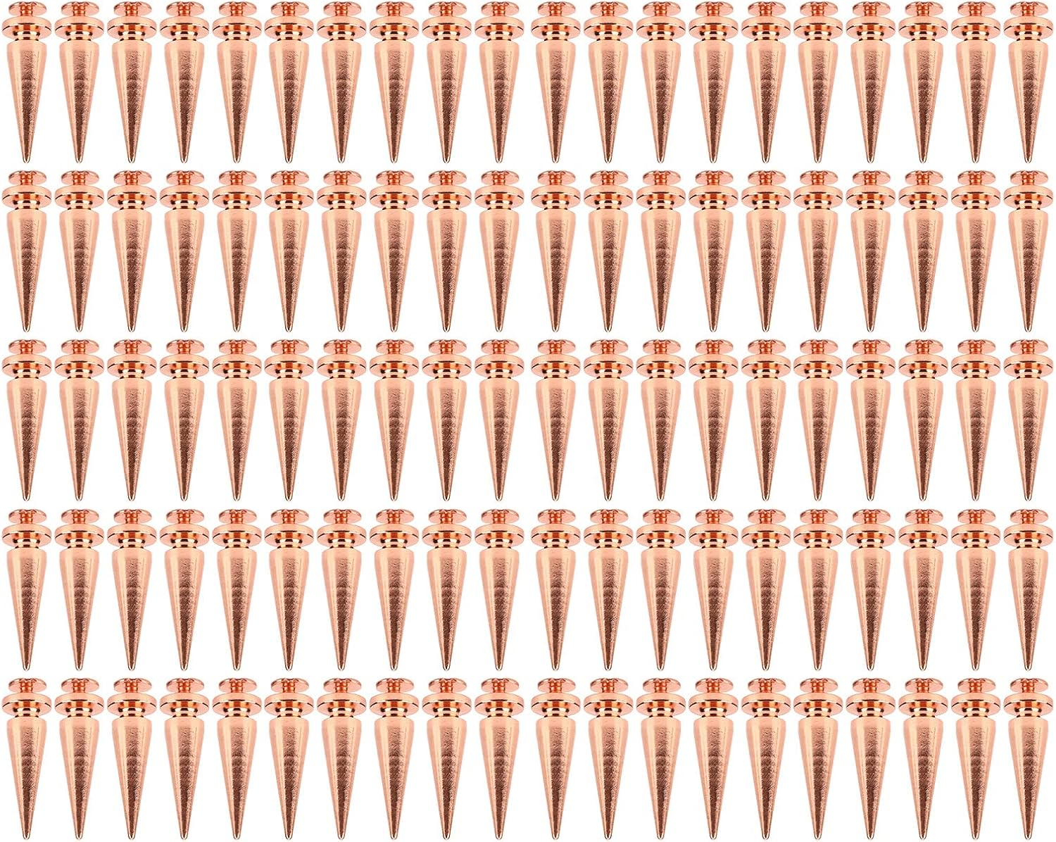 Gold Spike Metal Spikes Studs, 100 Sets 10x26mm Rose Gold Punk Cone Spiked Screw Rivets - Durable Brass Material, Glossy Electroplated Finish for DIY Punk Style Clothing Decorati (Tree Type)