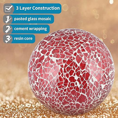 Miniatura 18 de MDLUU Orbes decorativos de 4 pulgadas, bolas de esfera de mosaico, bolas de centro de mesa para cuencos, jarrones, decoración de mesa de comedor