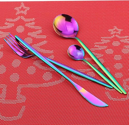 Miniatura 4 de Set de cubiertos Gugrida, juego de cubertería reutilizable, de acero inoxidable 18/10, set de cubiertos reflejantes, ideal para reuniones familiares