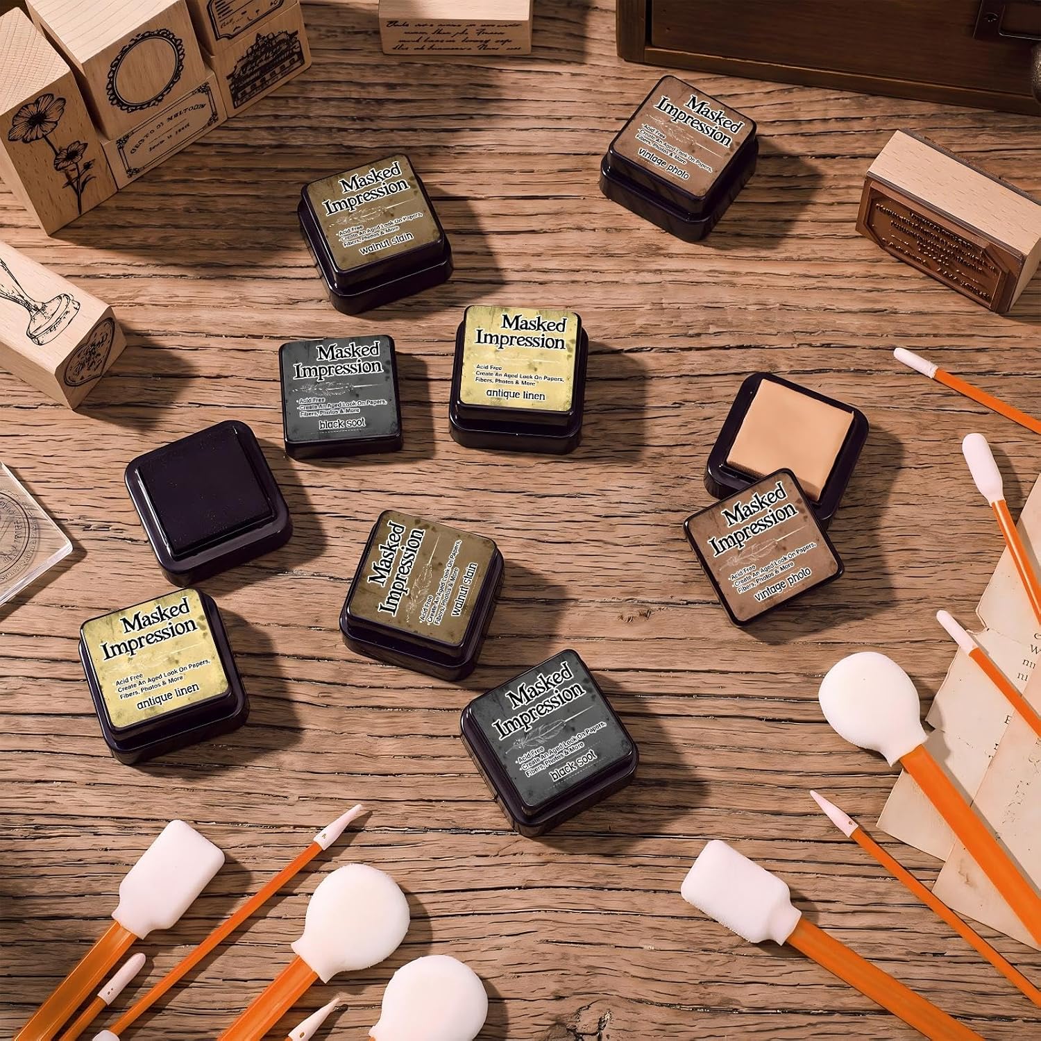 MotiMind 8 Pcs Mini Ink Pads for Stamps Distress Oxide Ink Pads, 4 Colors