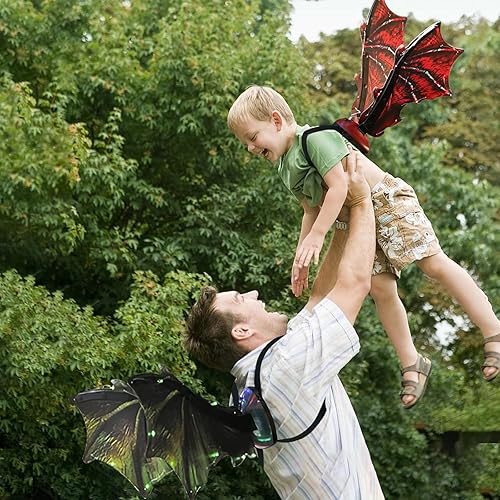 Miniatura 5 de Alas de dragón eléctricas para niños y niñas, alas de dragón para niños con accesorios de luz LED, alas de cosplay, dragón de cosplay de Halloween