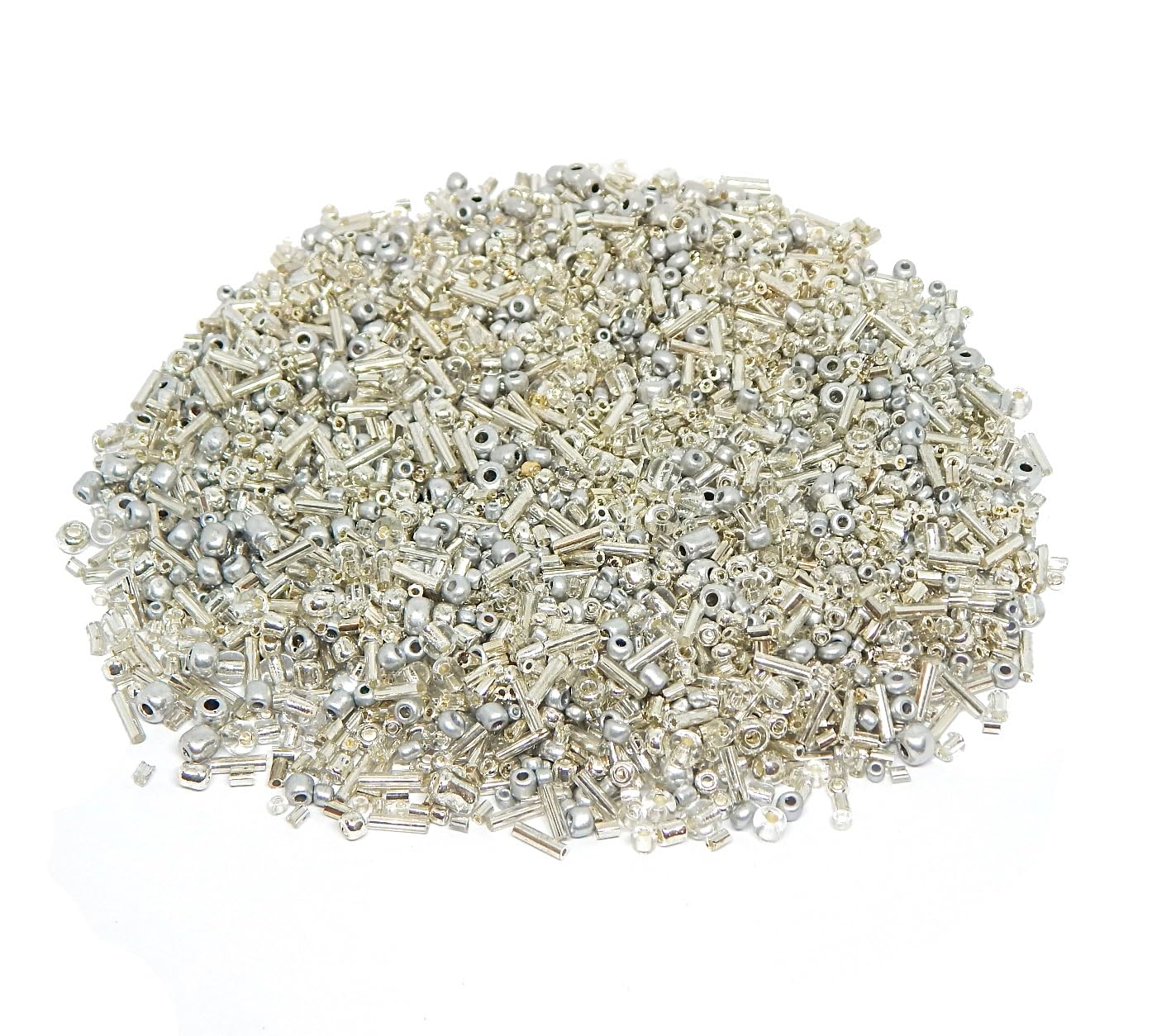 Perlin Seed Beads Glass Indiander Seed Beads Pony Beads 2 mm 3 mm 4 mm Round Mixed Sizes Colour Mix Seed Beads 3000 Pieces (Silver)