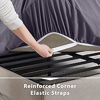 Vista 67 de Empyrean Charcoal Grey Extra Deep Pocket Fitted Sheet Full Size, Hotel Luxury Deep Pocket Full Size Fitted Sheet Only Easily Fits 18 to 24 Inch