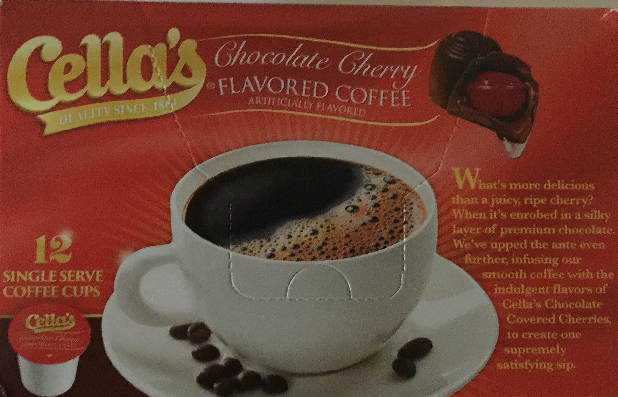 Amazon.com: Cellas Chocolate Cherry Flavored Coffee, 12 count