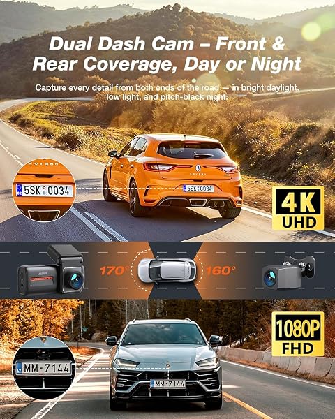 iZEEKER 4K Dash Cam Front and Rear, WiFi 6 Dashcam with FREE 32GB Card, 4K+1080P Dual Dash Camera, 2.99" IPS Display, APP, Night Vision, WDR, G-Sensor, Loop Recording, 24H Parking Mode, Voice Prompt - 3