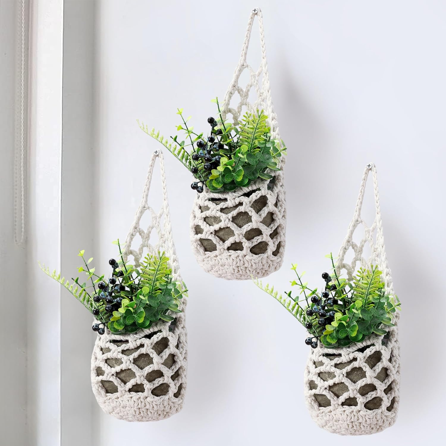 4 Packs Hanging Planters for Indoor Plants, Wall Plant Holder | Plant Hanger Indoor, Wall Planters for Indoor Plants, Hanging Plant (4PK, 2 Large + 2 Small)