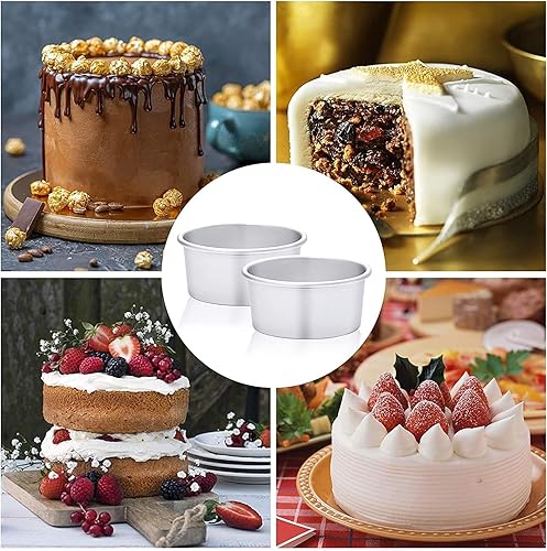 Vista 10 de HomeMall Molde redondo de aluminio de 4 pulgadas, 8 piezas antiadherentes Mini Cake Pan para hornear – Juego de sartenes para hornear pasteles