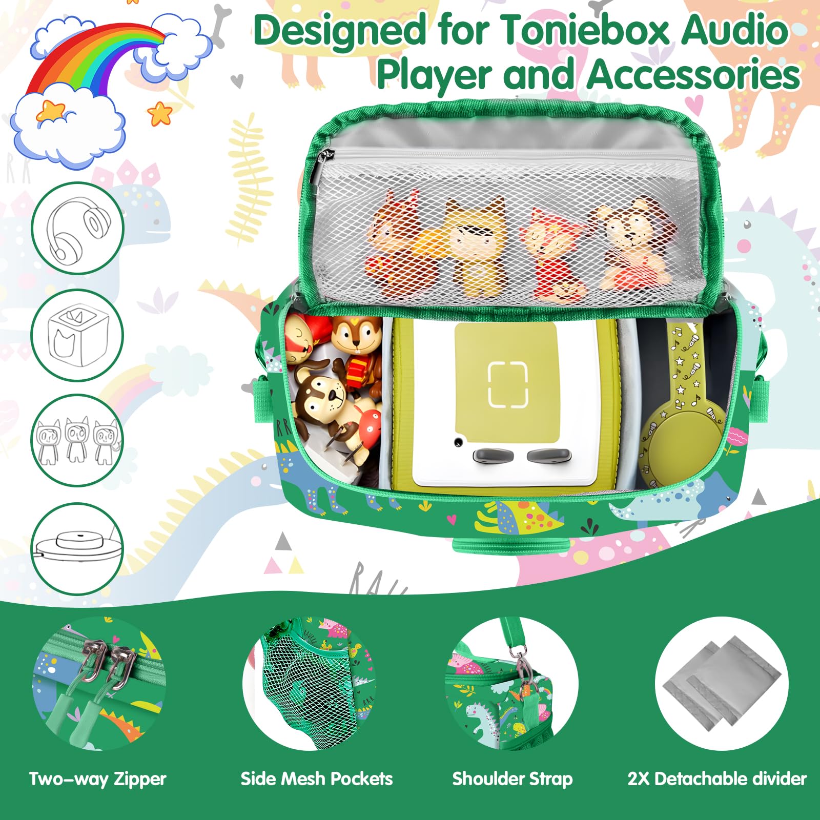 LPQKCcY Carry Case for Toniebox Starter Storage Bag for Tonies Characters UK Headphones, Charging Station and Accessories - Image 2