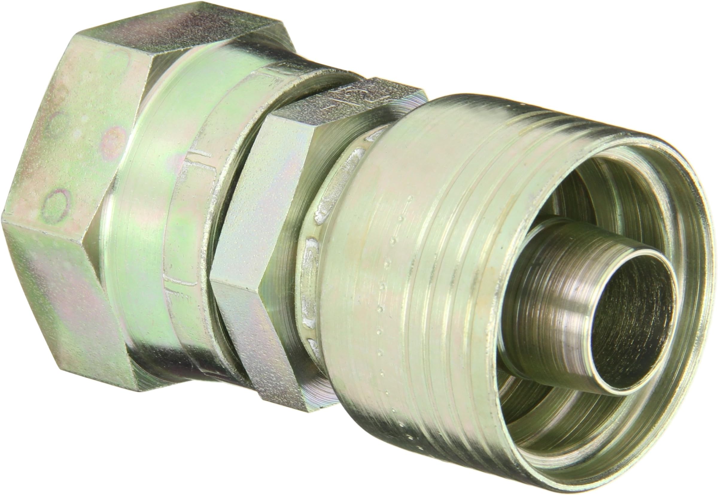 Aeroquip 1BA16FR12 Carbon Steel Global TTC12 (Thru the Cover) Crimp Hose Fitting Female ORS Swivel, Straight, 1" Hose ID, 1" Tube Size