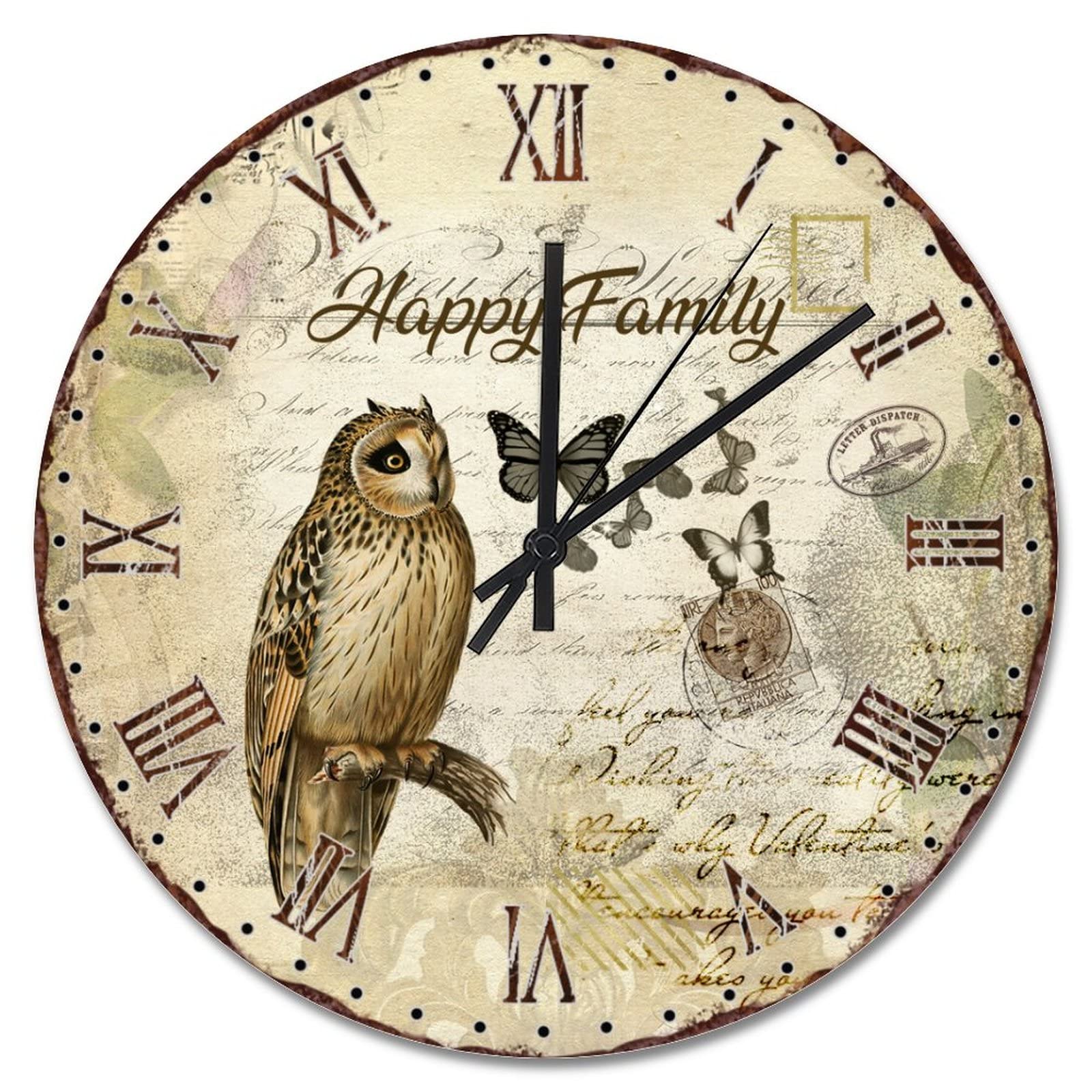 Horloge murale en bois à piles 38 cm style rétro français décoration salon rustique