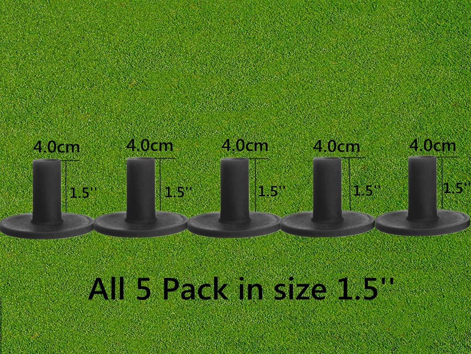 Golf Rubber Tees Driving Range Value 5 Pack, Same Sizes 1.5" for