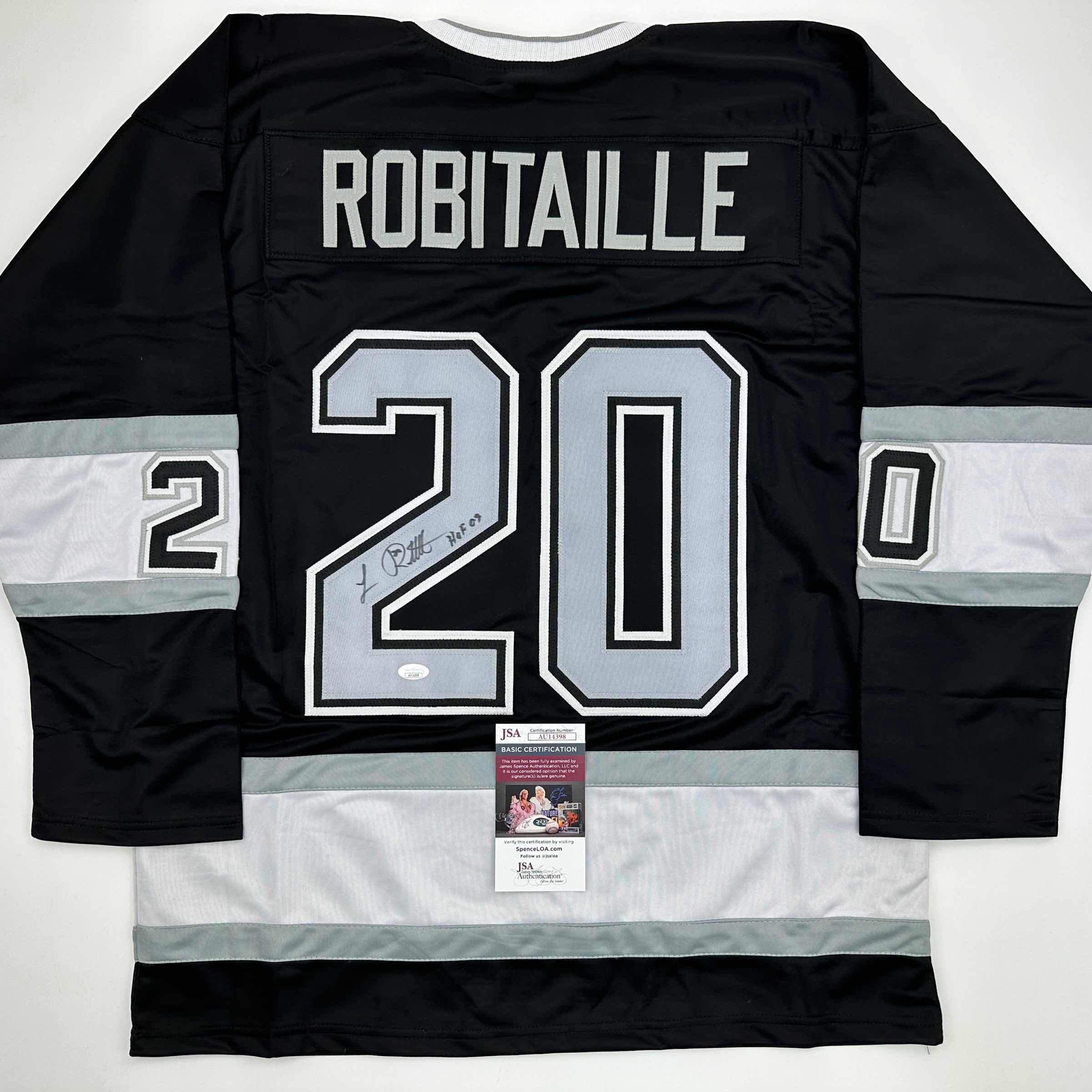 Autographed/Signed Luc Robitaille HOF 09 Los Angeles LA Black