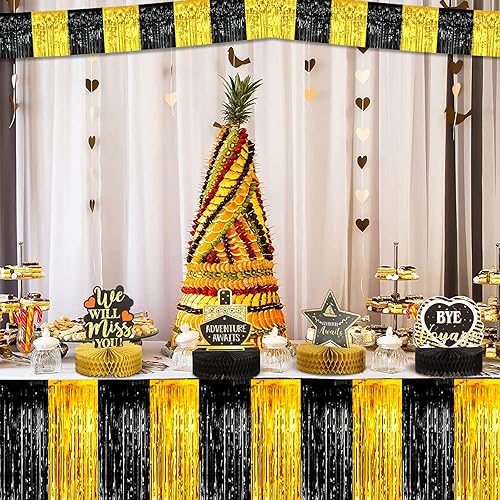 Miniatura 3 de Paquete de 10 guirnaldas de flecos de papel de aluminio de 10 pies, pancarta metálica de oropel para colgar en la pared, cortinas de fondo para