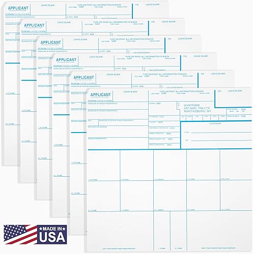 National Gun Trusts - Hecho en Estados Unidos - Tarjetas de huellas dactilares FD 258 2024, paquete de 6 - 11-1-20 versión más reciente