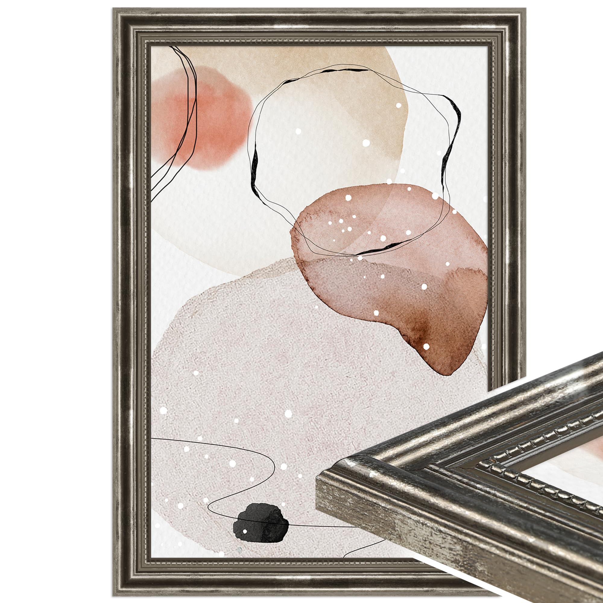 WANDStyle Marcos de fotos 30x45 cm vintage, Marco plateado para cuadro y poster, Marcos para cuadros 45x30 cm, Marco fotos madera, Portaretratos de pared, Picture Frame H450 - Made in Germany