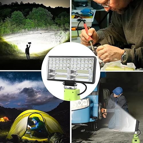 Miniatura 6 de Yinniy 38 W para luz Ryobi de 18 V, 6000 lm para linterna Ryobi de 18 V con puerto USB, linterna de trabajo LED con 2 modos de luz, luz LED