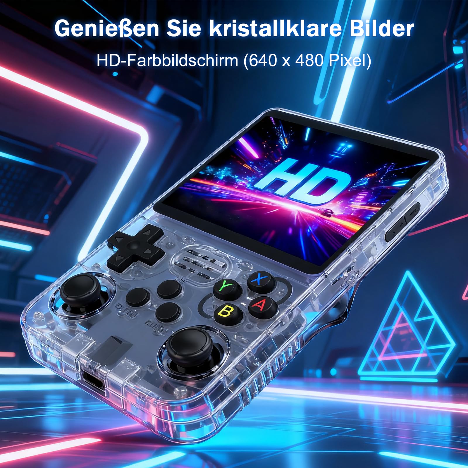 R36S Retro Handheld Spielkonsole，128 G über 40.000 Spiele，Retro Konsole 3,5-Zoll-IPS-Bildschirm，Linux-System，Tragbare Mini-Arcade， unterstützt mehrere Emulatoren (R36s-Grau)