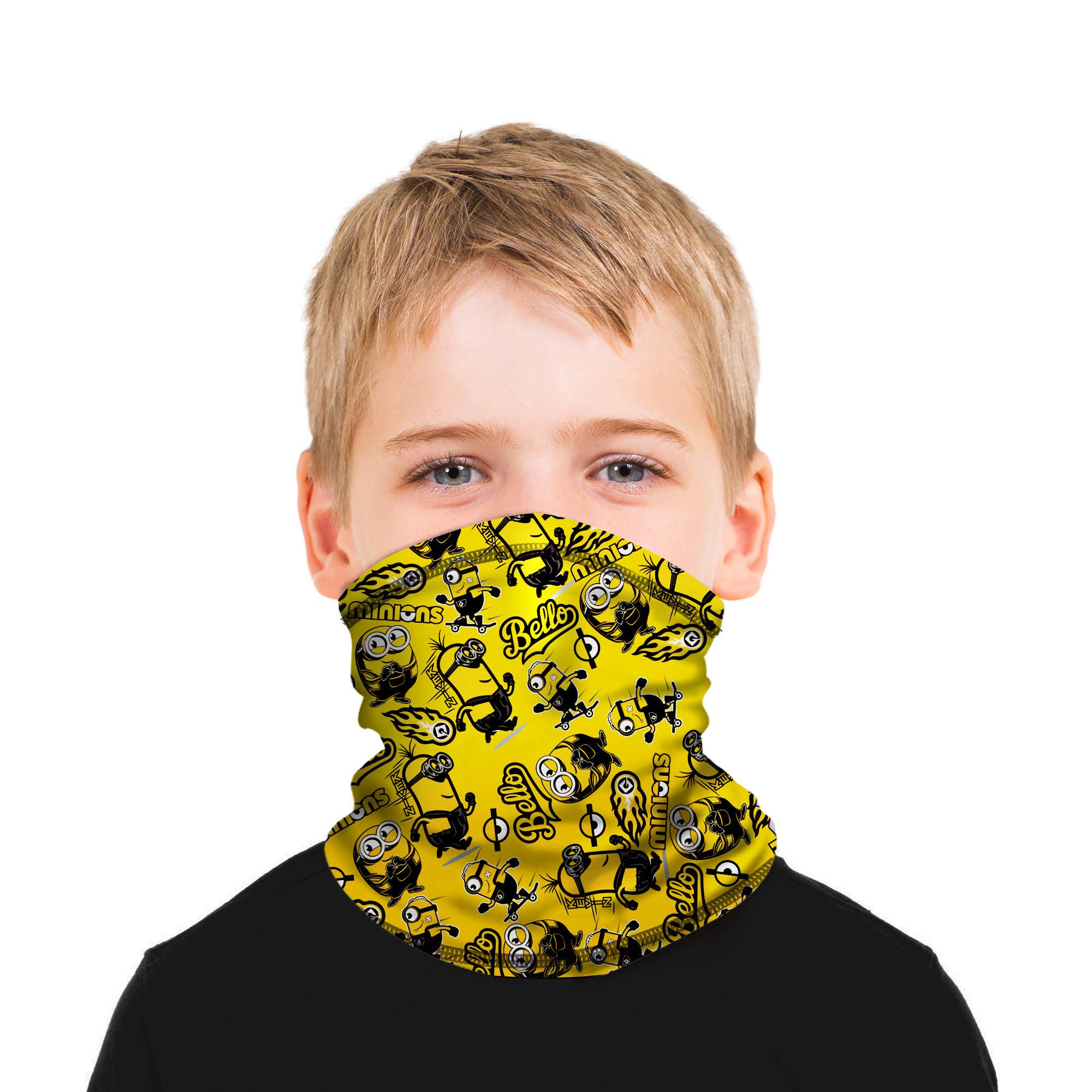 Universal Studios Little Minion Boys Mouth Cover Scarf Bandana, Neck Gaiter for Age 4-10, Yellow